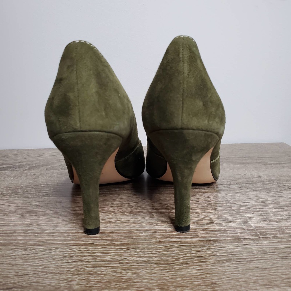VAN ELI • Polly Green Suede Peep Toe Pumps Heels Sz 9 - Picture 3 of 10